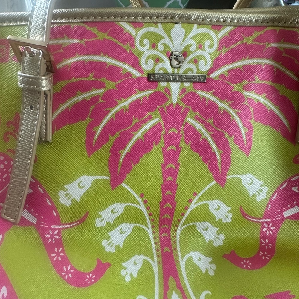 Spartina 449 Elephant Pink and Green Tote Bag - Picture 6 of 14